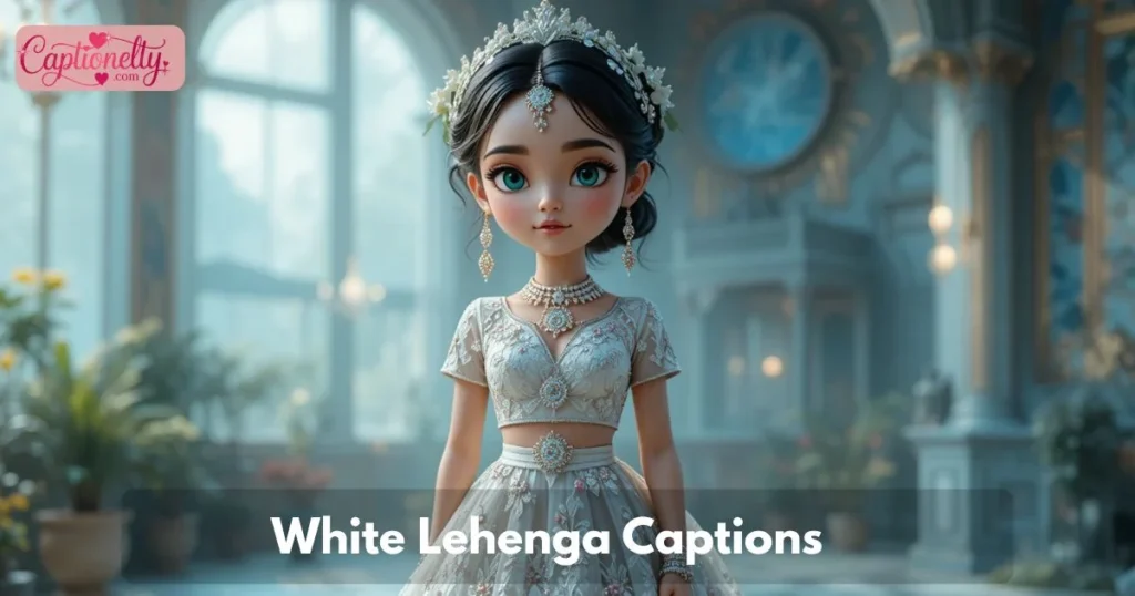 White Lehenga Captions