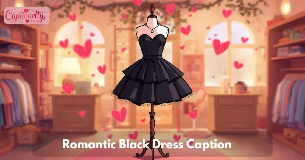 Romantic Black Dress Caption