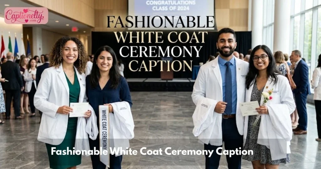 Fashionable White Coat Ceremony Caption